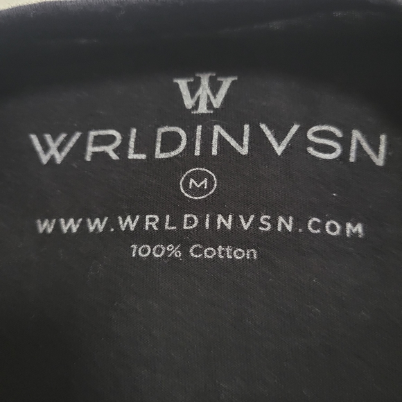 WRLDINVSN Black 100% Cotton 🌈 Embroidered Letters W Size Med - Picture 4 of 4